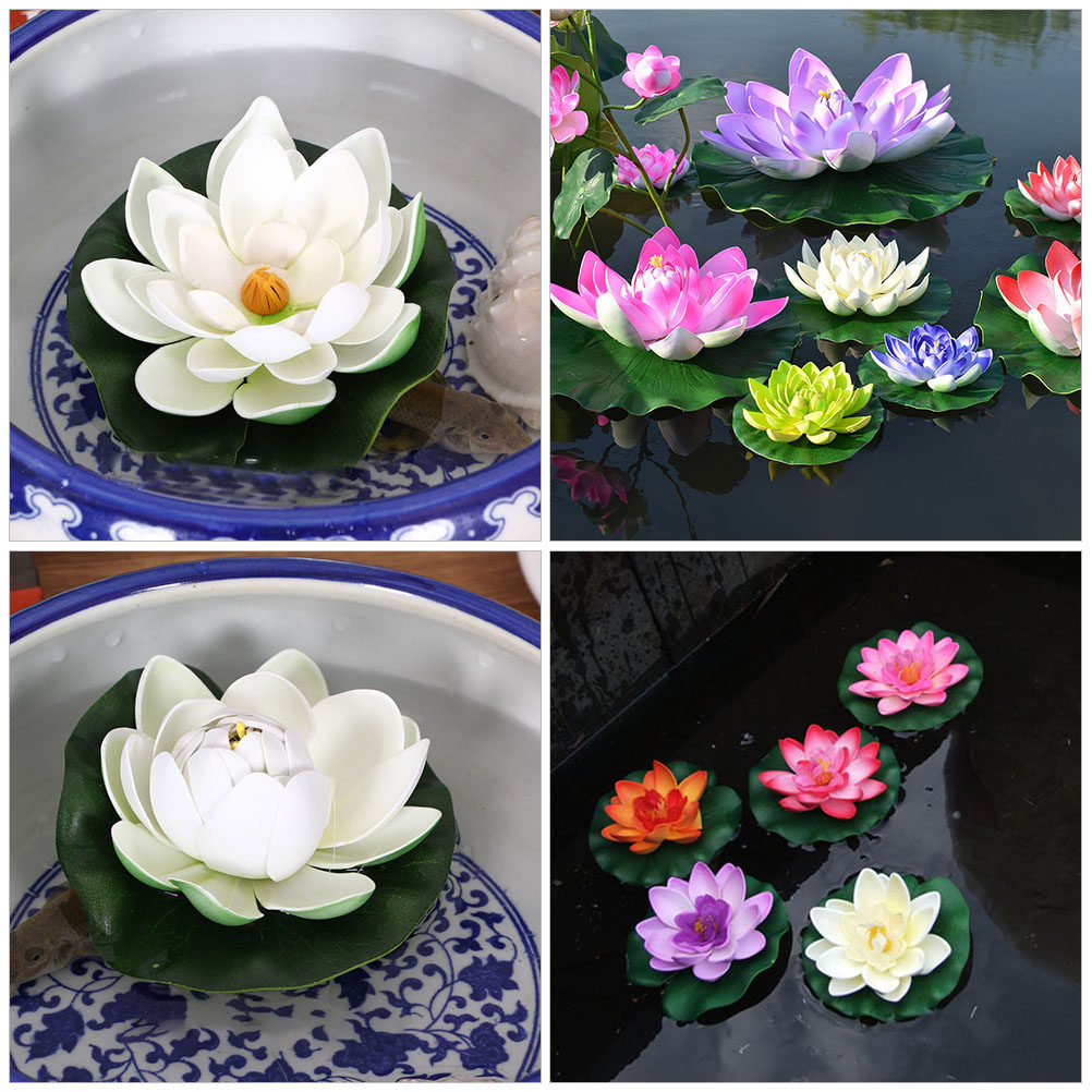 8Pcs Simulation Lotus Floating - Aquarium Plants 评论和价格